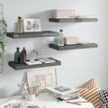 Anself 4 Piece Floating Shelves MDF Wall Mounted Shelf Photo Display Stand Storage Rack High Gloss Gray for Living Room Bedroom Bathroom Home Office Decor 19.7 x 9.1 x 1.5 Inches (L x W x H)