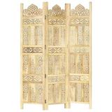 Anself Hand Carved 3-Panel Room Divider Freestanding Room Partition Panel Folding Screen Mango Wood for Bedroom Bathroom Living Room Dining Room Home Furniture 47.2 x 65 Inches (W x H)