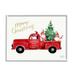 Stupell Industries Merry Christmas Holiday Red Truck Santa Gnomes & Tree Graphic Art White Framed Art Print Wall Art Design by Heatherlee Chan