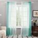Deconovo Ombre Linen Sheer Curtains for Bedroom Rod Pocket Semi Sheer Privacy Light Filtering 2 Panels 52x54 inch Light Blue