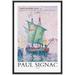 PixonSign Framed Canvas Print Wall Art Paul Signac Watercolor Venice Boat Nature Wilderness Illustrations Fine Art Rustic Scenic Relax/Calm Colorful for Living Room Bedroom Office - 16 x24 Black