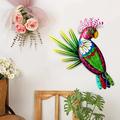 Metal Parrot Wall Art Decor Colorful Birds 3D Outdoor Sculpture Iron Outdoor Hanging Decor Ornaments Wall Decorations for Living Room Patio Blue