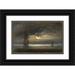 Peder Balke 18x13 Black Ornate Wood Framed Double Matted Museum Art Print Titled - Two Sailing Boats By Moonlight (1843)