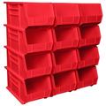 Akro-Mils Stackable Storage Bins AkroBins Stacking Organizer 15 x8 x7 Red 12-Pack