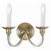 2 Light Farmhouse Steel Candle Wall Mount with Off-White Linen Shade-12 inches H By 13 inches W-Antique Brass Finish Bailey Street Home