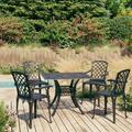 Anself 5 Piece Bistro Set Cast Aluminum Coffee Table with Umbrella Hole and 2 Garden Chairs Outdoor Dining Set Black for Bar Patio Balcony Garden Yard Lawn Terrace