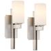 Possini Euro Design Ludlow Modern Wall Light Sconces Set of 2 Brushed Nickel Hardwire 4 1/2 Fixture White Glass for Bedroom Bathroom Vanity Reading