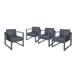 GDF Studio Noah Outdoor Aluminum Club Chairs with Cushions Set of 4 Dark Gray and Black