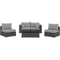 Ergode Sojourn 5 Piece Outdoor Patio Sunbrella Sectional Set - Canvas Gray