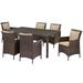 Side Dining Chair and Table Set Rattan Wicker Brown Beige Modern Contemporary Urban Design Outdoor Patio Balcony Cafe Bistro Garden Furniture Hotel Hospitality