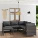 Anself 6 Piece Patio Lounge Set with Cushions Gray Poly Rattan 2 Middle and 3 Corner Sofas with Footstool Outdoor Conversation Set for Garden Lawn Courtyard Balcony