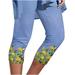 Joggers for Women Womens Joggers Fashion Women Elastic Waist Yoga Sport Floral Print Pants Leggings Cropped Pants Women s Pants Workout Leggings for Women New Arrival Light Blue M