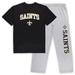 Men's Concepts Sport Black/Heathered Gray New Orleans Saints Big & Tall T-Shirt Pants Sleep Set