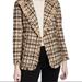 Kate Spade Jackets & Coats | $428 Kate Spade Women's Plaid Tweed Blazer Fringed Bicolor Tan Black Size 0 | Color: Black/Brown | Size: 0