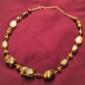 Anthropologie Jewelry | Brown Stone, Tigers Eye Necklace On String | Color: Brown/Tan | Size: Os