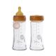 HEVEA Wide Neck Glass Baby Bottles - Medium Flow Anti Colic Baby Bottles 3+ Months - Eco-Friendly, BPA-Free, Two-Pack (8.5 Oz)