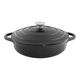 Blackmoor 67579 28cm Cast Iron Shallow Casserole Dish With Lid / 2.5L Capacity/Oven Proof Up To 260°C/Non-Stick Enamel Coating/Easy Grip Handles/Works On All Hob Types/Stylish Black Colour