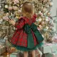 Robe de Noël à carreaux pour filles de 6 mois à 5 ans rouge vert nœud papillon fête de Noël
