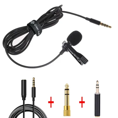 Microphone Lavalier à condensateur 1.5M 3.5MM 6.5MM Jack câble d'extension de 2M adaptateur