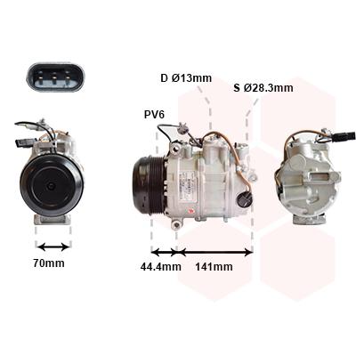 VAN WEZEL Kompressor, Klimaanlage 12V für MERCEDES-BENZ 0032309011 A0032309011 A003-230-9011 3001K713 Image