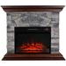 thermomate 40 in. Faux Stone Mantel Freestanding Electric Fireplace with Remote Control,Grey