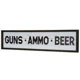 American Art Decor Guns, Ammo, Beer Wood Novelty Wall Sign - 36" x 8" - 36" x 8"