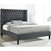 Modern Design Demi-Wing Button Tufted Upholstered Bed with Nailhead Trim