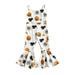 Licupiee Toddler Jumpsuit Baby Girls Halloween Outfits Pumpkin Print Bell Bottom Romper Cute Halloween Clothes