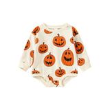 Cathery Baby Halloween Outfit Boy Girl Oversized Sweatshirt Romper Long Sleeve Pumpkin Onesie Cute Halloween Baby Clothes