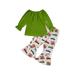 ZIYIXIN Toddler Baby Girls Halloween Clothes Long Sleeve Tops+Pumpkin Bell Bottom Pants 2Pcs Outfits Green 18-24 Months