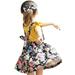 Uccdo 3Pcs Little Girls Casual Outfits Kids Summer Floral Short Sleeve T-Shirts Tops+Suspender Skirt Dress+Headband Set 1-6T