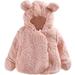 Konbeca Kids Hoodie Coat Toddler Girls Boys Cute Zipper Warm Outwear Fleece Thick Hooded Coat Windbreaker Outerwear Infant Winter Jacket Pink 6-12 Months