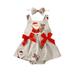 xingqing 0-3Y Christmas Newborn Baby Girls Romper Santa Printed Square Neck Sleeveless Bow Front Bodysuit Xmas Headband Jumpsuits Dress Light Brown 12-18 Months