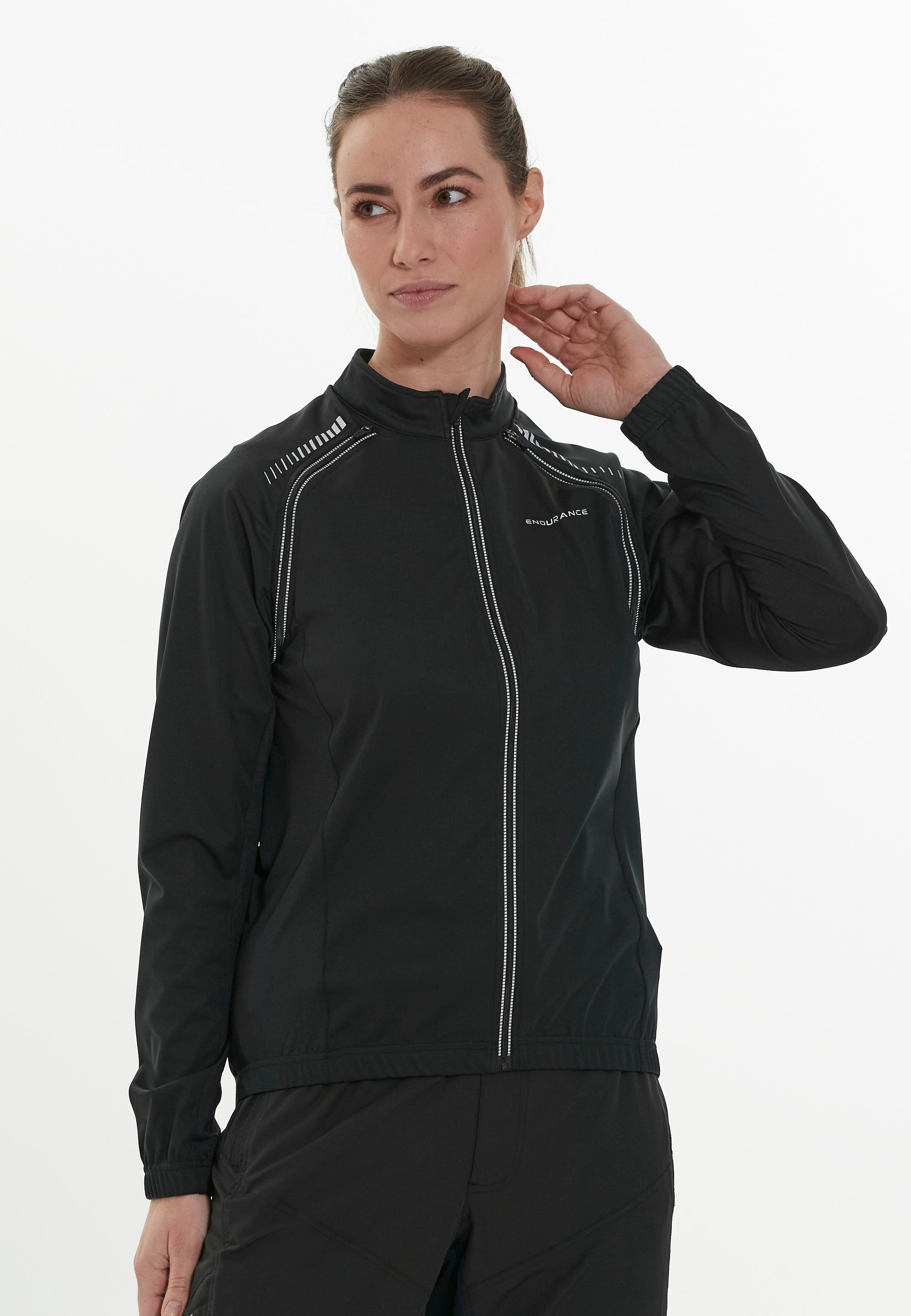 Softshelljacke ENDURANCE "Wadie", Damen, Gr. 44, schwarz, 100% Polyester, unifarben, lang, hoch geschlossener Ausschnitt, Jacken, mit praktischen Reflektoren Image