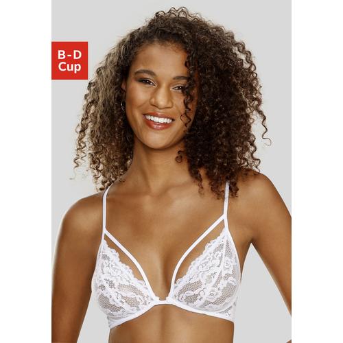 Bügel-BH LASCANA Gr. 75, Cup D, weiß Damen BHs Reizwäsche BH Bügel-BH Spitzen-BH Hochzeitsdessous Hochzeitswäsche Spitzenwäsche Spitzen-BHs aus Spitze und Zierbänder, sexy Dessous