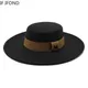Chapeau Fedora pour Homme Monochromatique 10cm Large Bord Derby Mode Noir Vintage Feutre