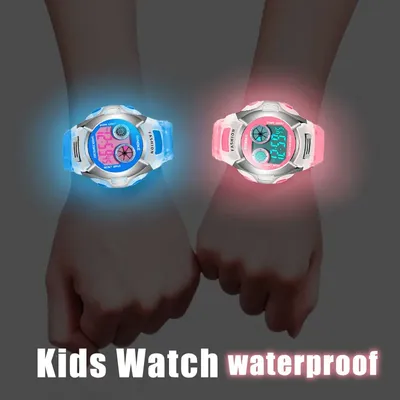 Montre électronique Shoous pour enfants montre-bracelet à bracelet en silicone horloge de sport