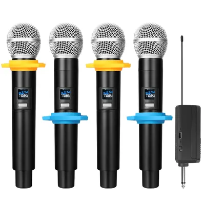Microphone sans fil à quatre volets pour touristes système de micro dynamique batterie de