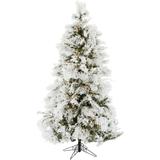 Fraser Hill Farm 12-foot Flocked Snowy Pine Christmas Tree with Smart String Lighting