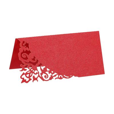 Table Name Place Cards,50Pcs Favor Decor Hollow Design Seat Blank Card, Red