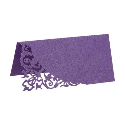 Table Name Place Cards,50Pcs Favor Decor Hollow Design Seat Blank Card, Purple