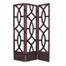 Open Cut Out Design 3 Panel Wooden Frame Screen with Double Hinges, Brown