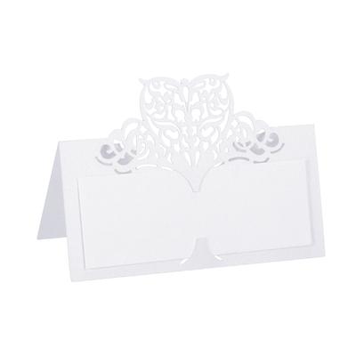 Table Name Place Cards,50Pcs Hollow Butterfly Cut Design Seat Blank Card, White