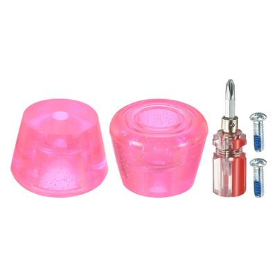 Roller Skate Toe Stops with Screwdriver Rubber Brake Stoppers Block, Clear Pink - Clear Pink