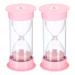 5 Min Sand Timer, 2Pcs 5.26x2.53" Sand Timers, Count Down Sand Glass, Pink