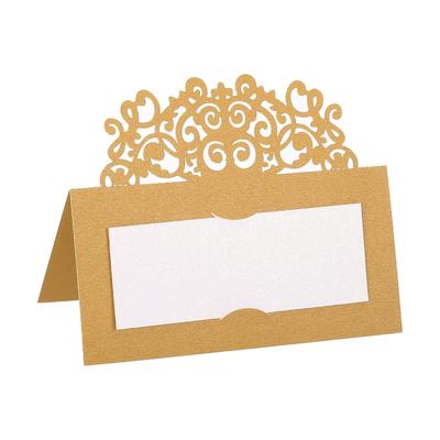 Table Name Place Cards,50Pcs Hollow Lace Cut Design Seat Blank Card, Gold Tone - Gold Tone