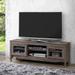 Techni Mobili Driftwood TV Stand Console with 2 Side Glass Door Cabinets and 6 Open Storage Compartments for TVs up to 60''