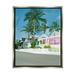 Stupell Industries Tropical Palm Trees Summer Vacation Resort Houses Graphic Art Luster Gray Floating Framed Canvas Print Wall Art Design by Amelia Noyes