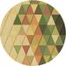 Ahgly Company Machine Washable Indoor Round Transitional Golden Brown Yellow Area Rugs 5 Round