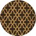 Ahgly Company Machine Washable Indoor Round Transitional Black Brown Area Rugs 4 Round